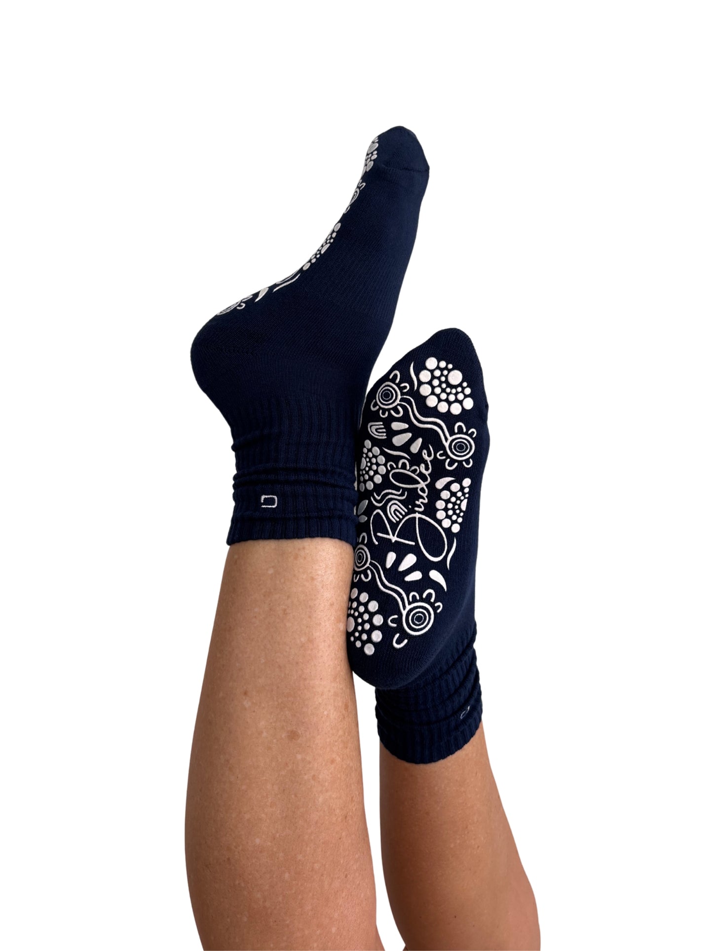 Navy/White Crew Style Grip Socks