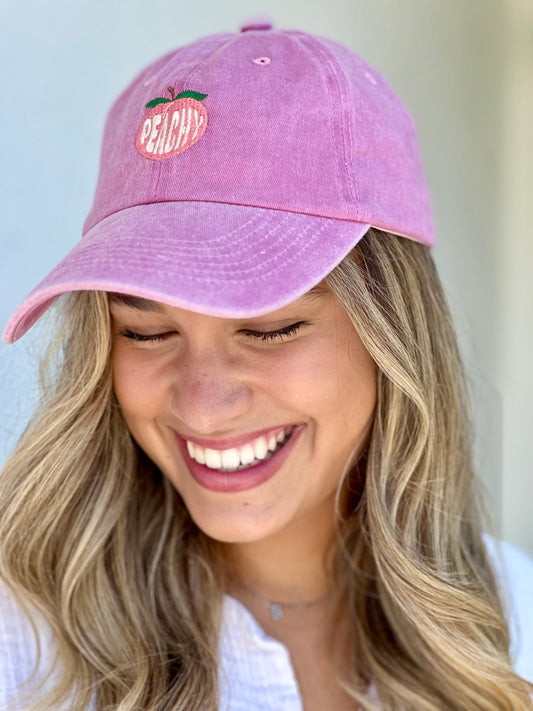 Peachy Cap — Light Pink Washed Denim