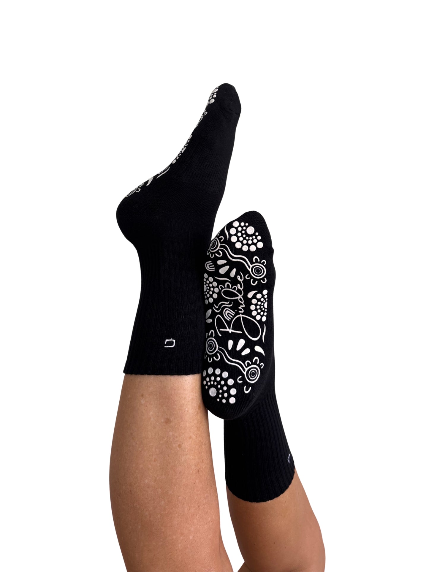 Black/White Crew Style Grip Socks