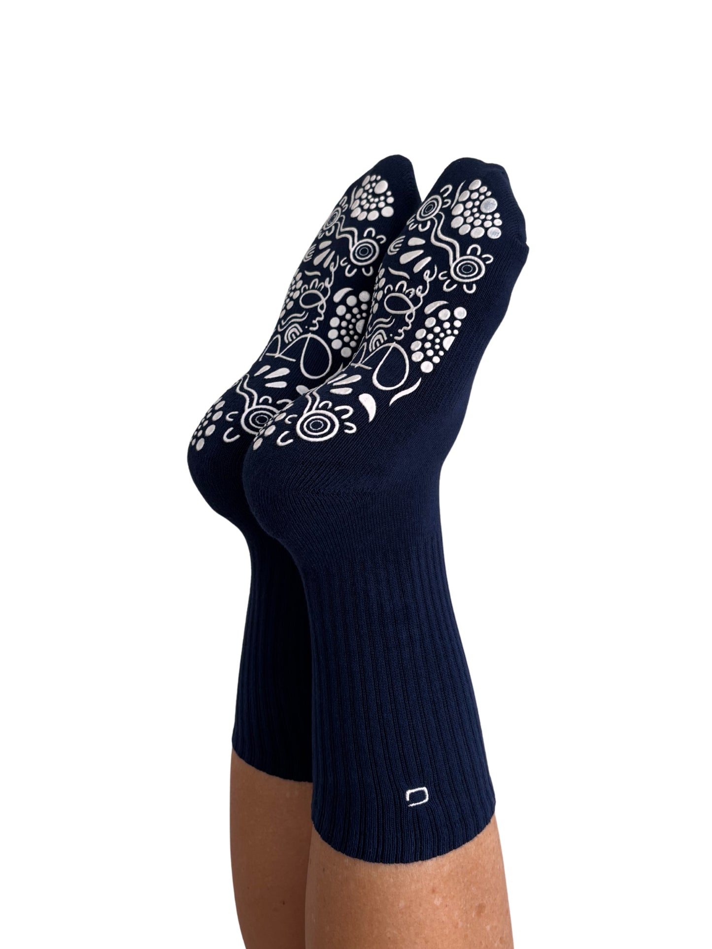 Navy/White Crew Style Grip Socks