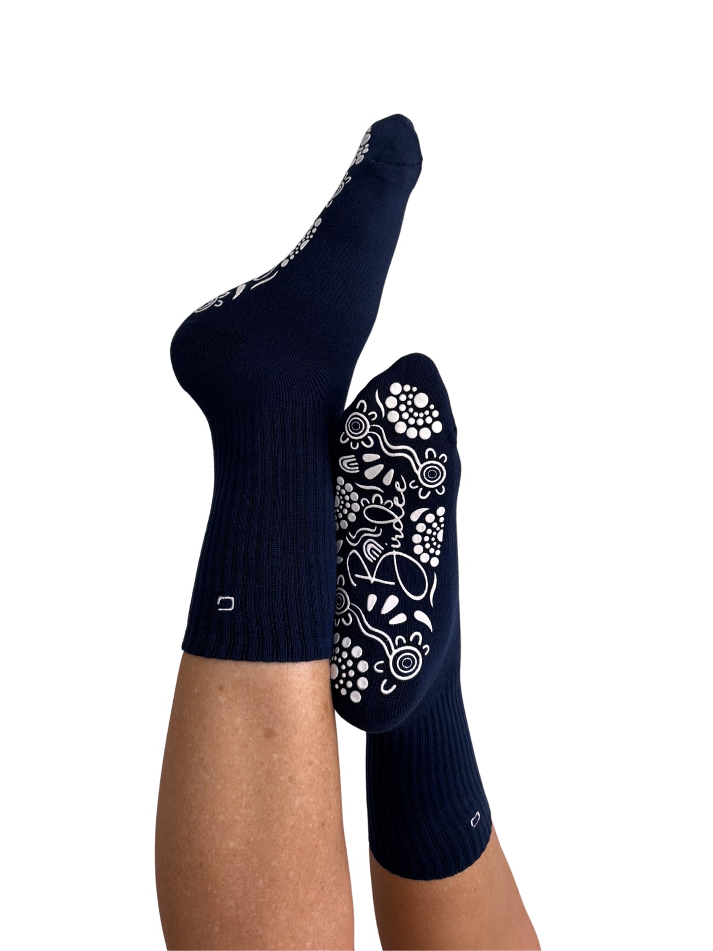Navy/White Crew Style Grip Socks
