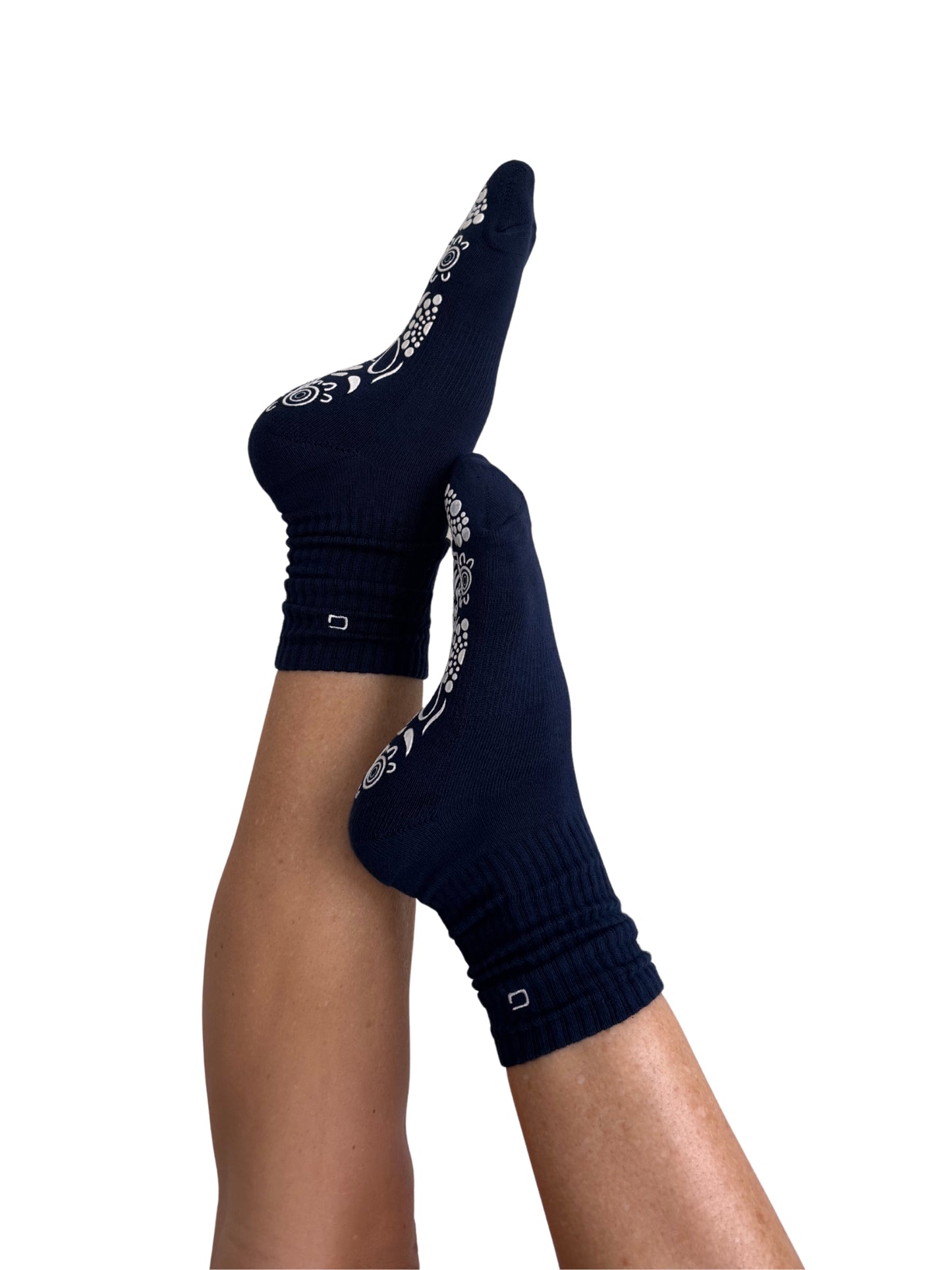 Navy/White Crew Style Grip Socks