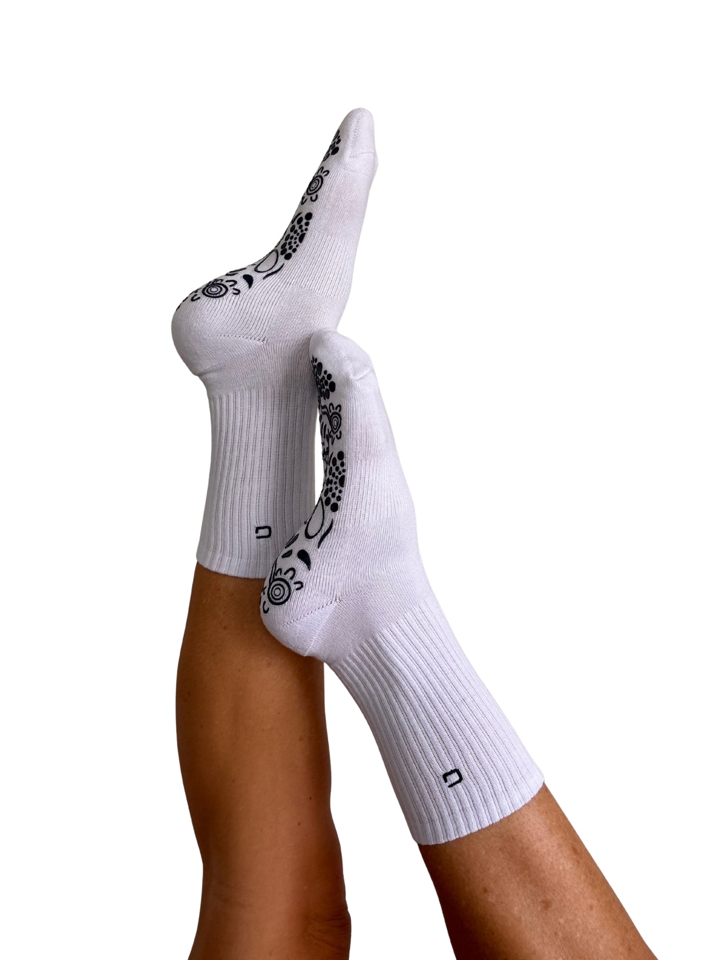 White/Navy Crew Style Grip Socks