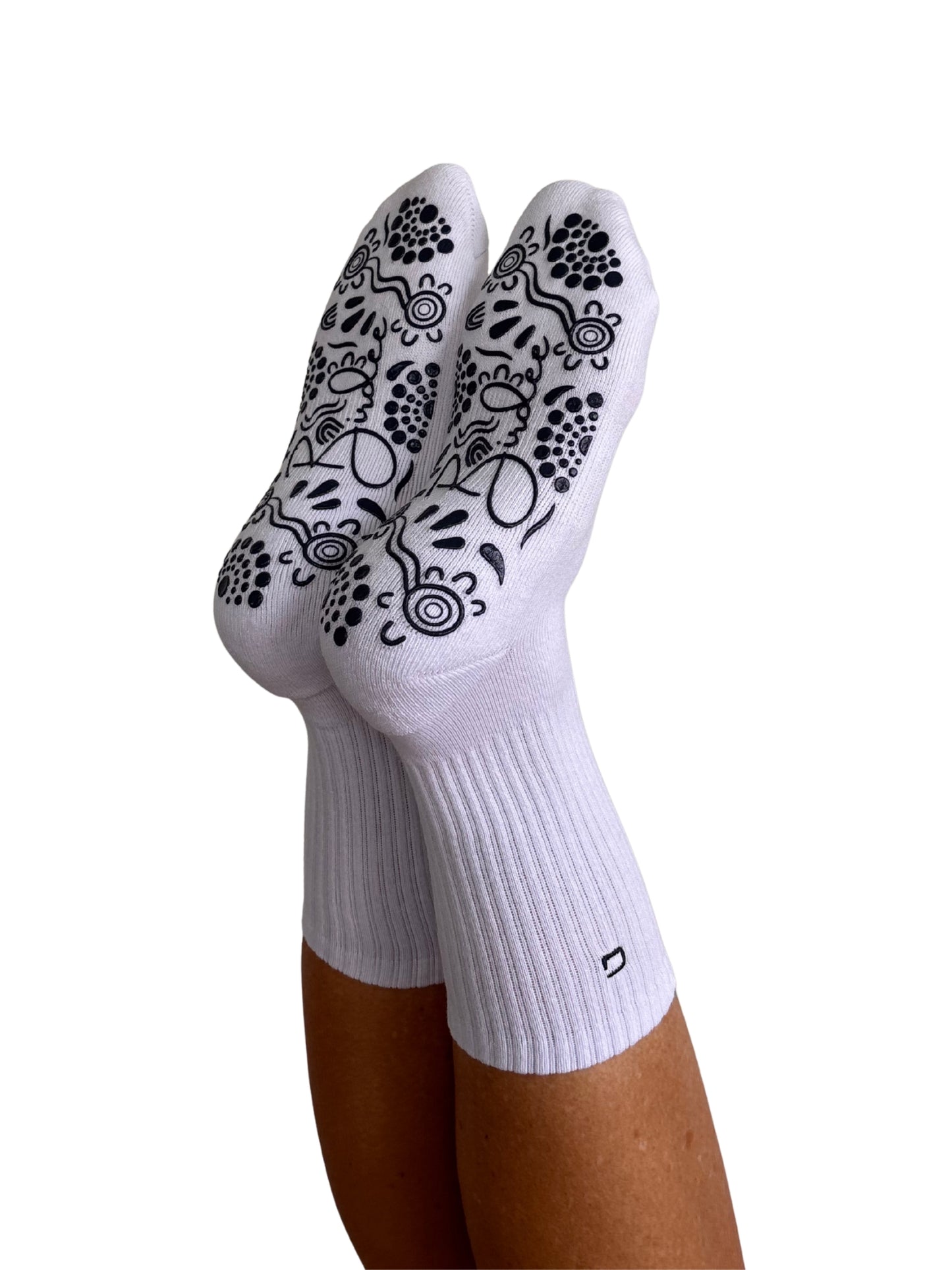 White/Navy Crew Style Grip Socks