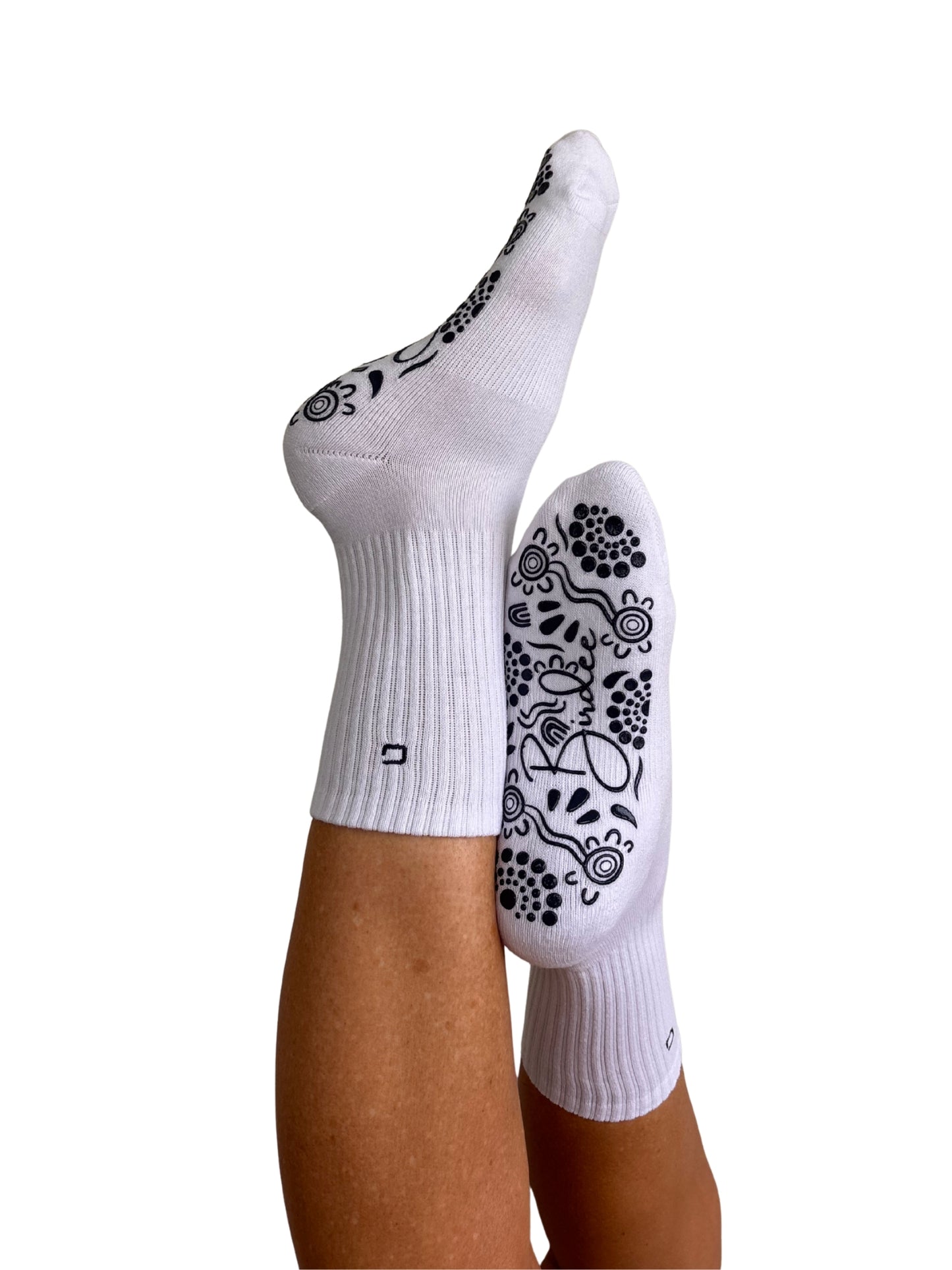White/Navy Crew Style Grip Socks