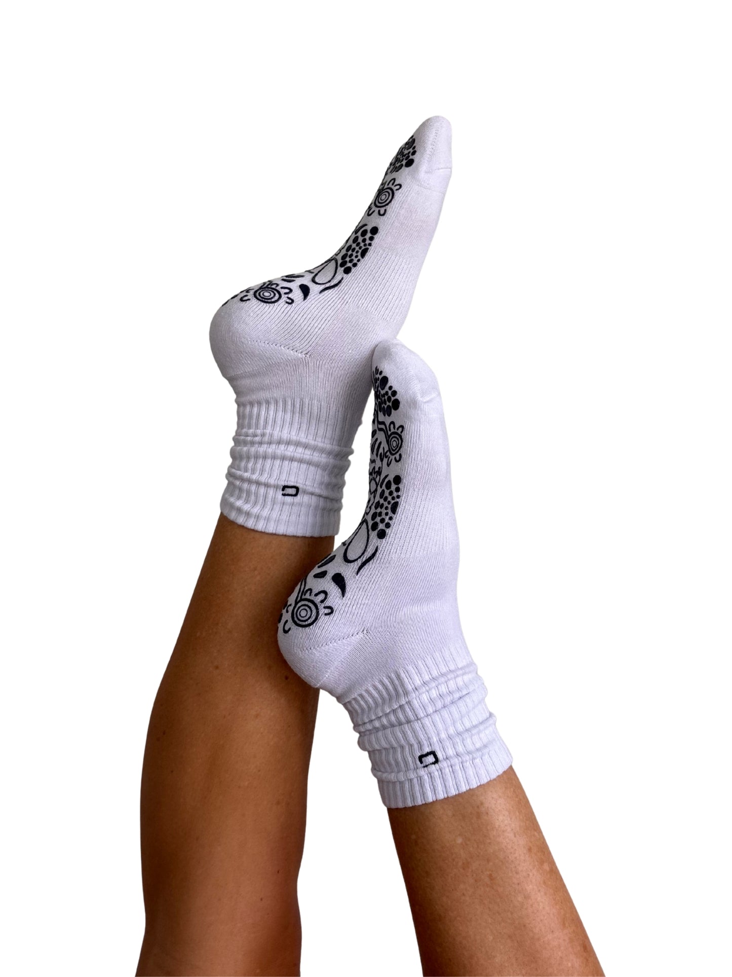 White/Navy Crew Style Grip Socks