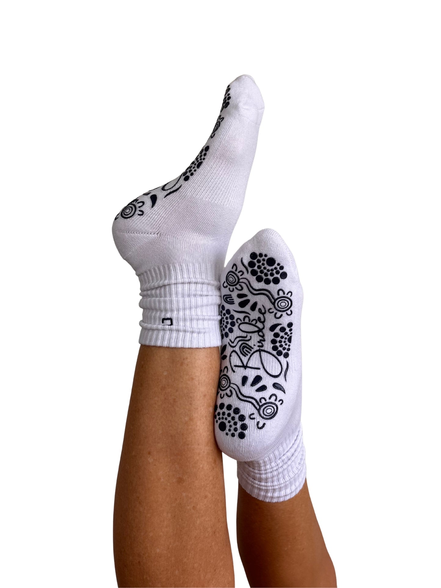 White/Navy Crew Style Grip Socks