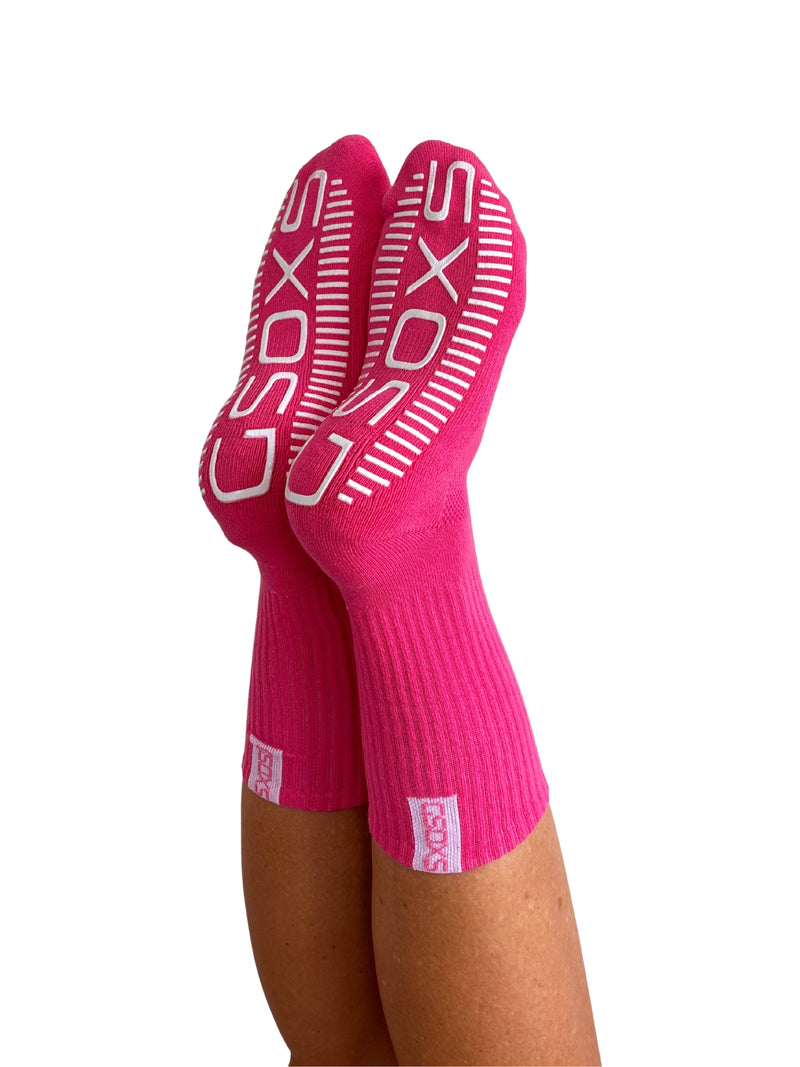 Large Pink Athletic Grip Socks