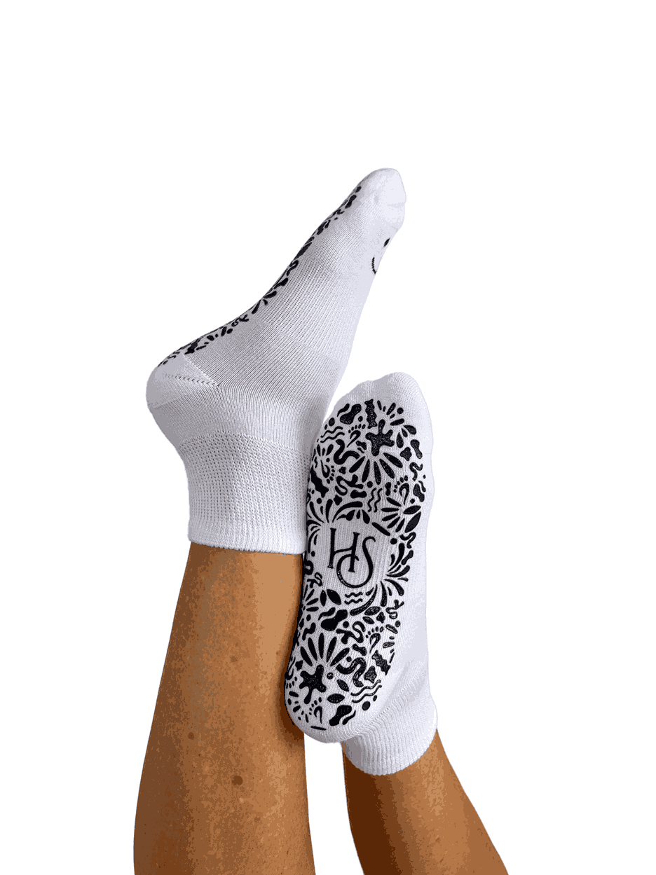 Diabetic Friendly Therapeutic Grip Socks (White/Navy) - GSOXS